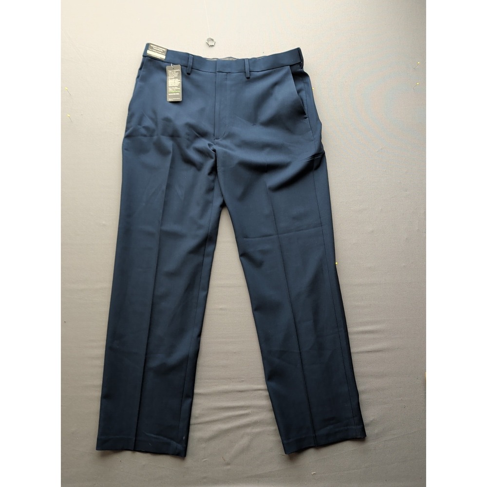 Haggar‎ Men's Blue Dress Pants 36 -32 Wrinkle-Free Stretch Fabric New